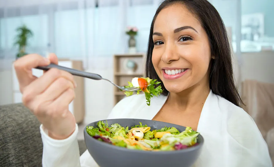 Adult preparing simple meal at home